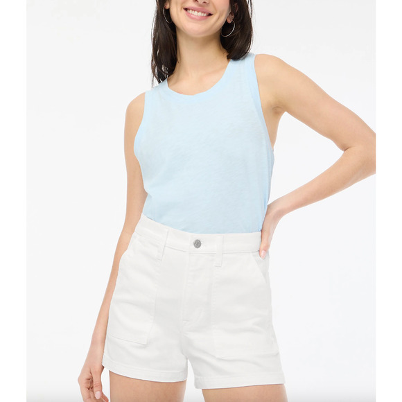 J.Crew White Utility Denim Short High Waist Pockets Classic Womens US 33 NWT - Picture 1 of 11